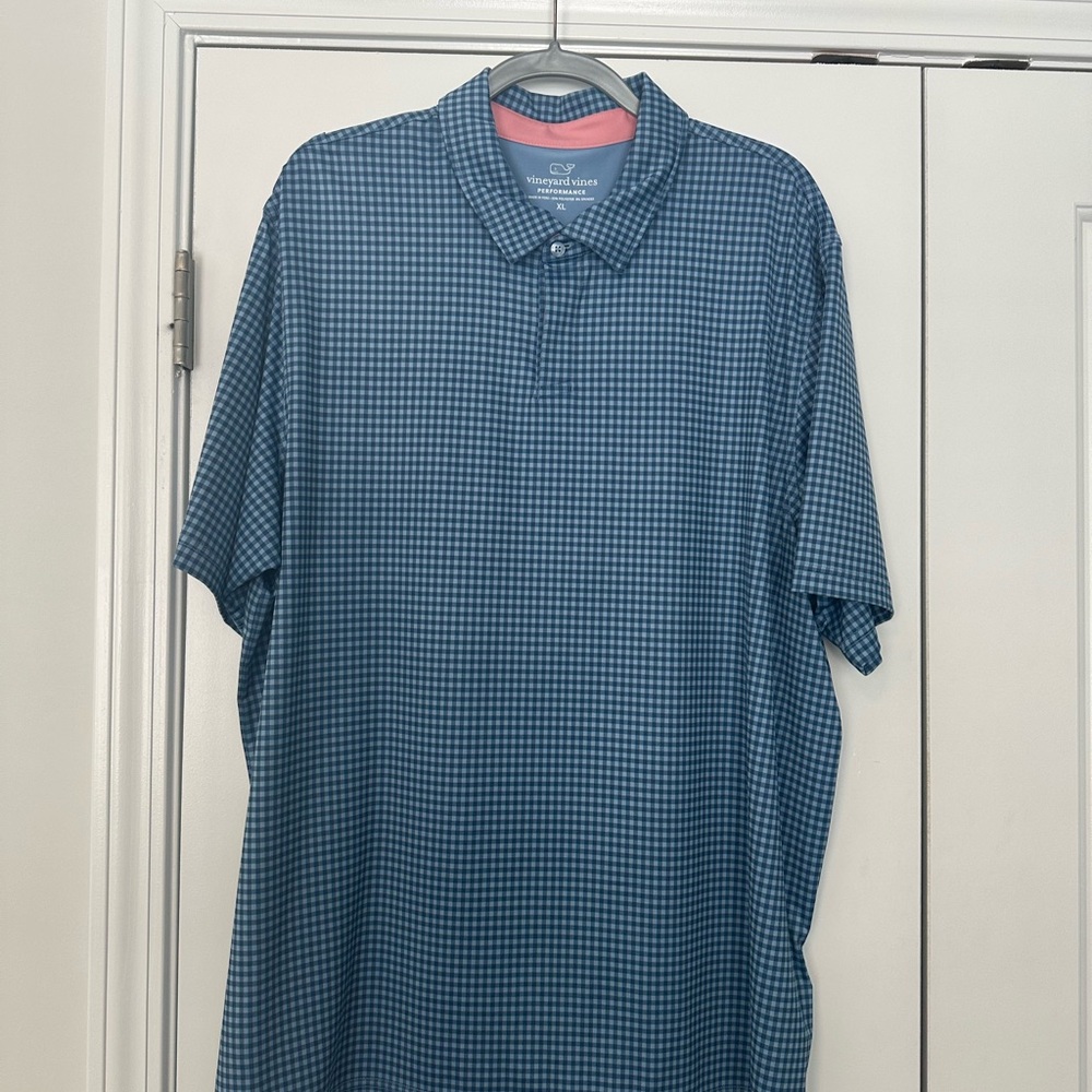 Vineyard Vines Blue Gingham Polo Shirt